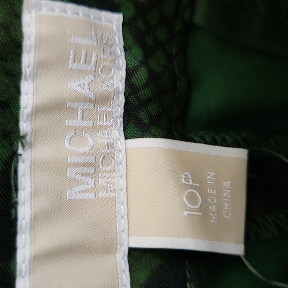 MICHAEL Kors Green Cropped Ankle Pants Snakeskin Dressy Career Office 10 Large - Picture 6 of 10